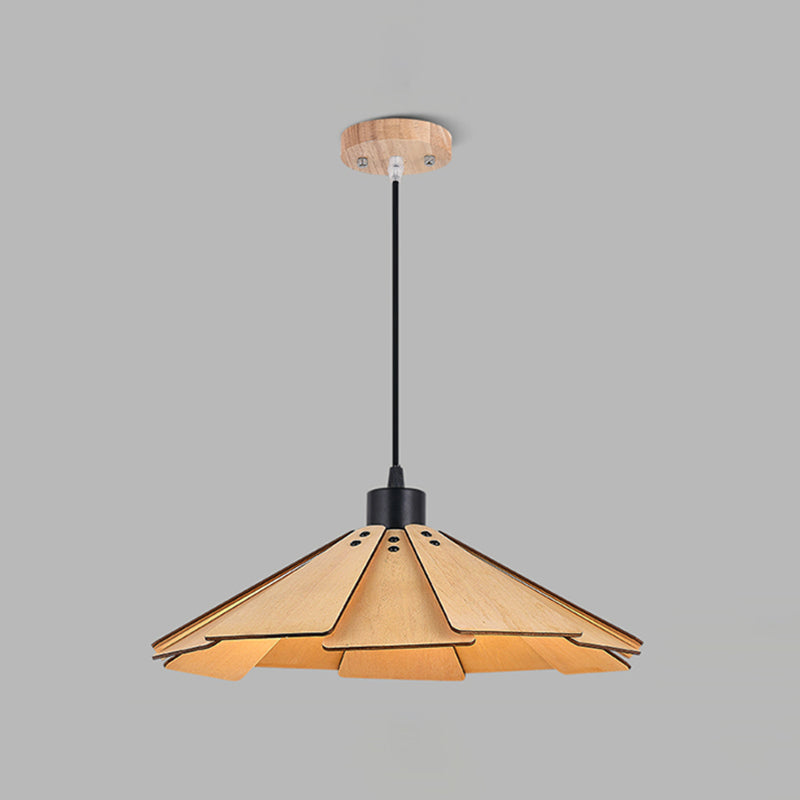 Côté à cône en bois Éclairage pendentif style moderne 1 lumière suspendue pour le salon
