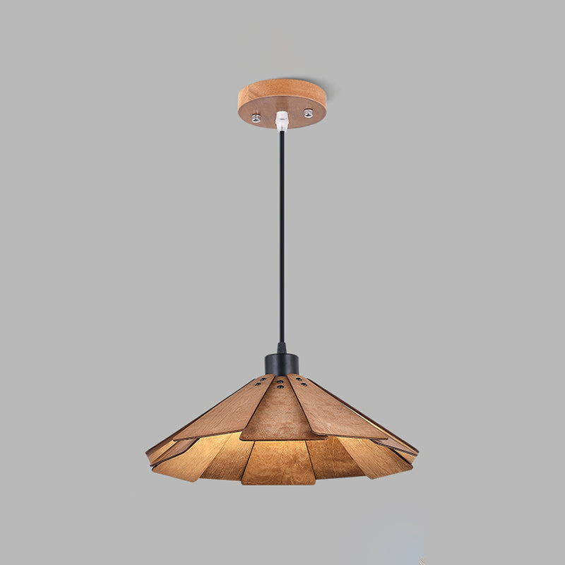 Côté à cône en bois Éclairage pendentif style moderne 1 lumière suspendue pour le salon