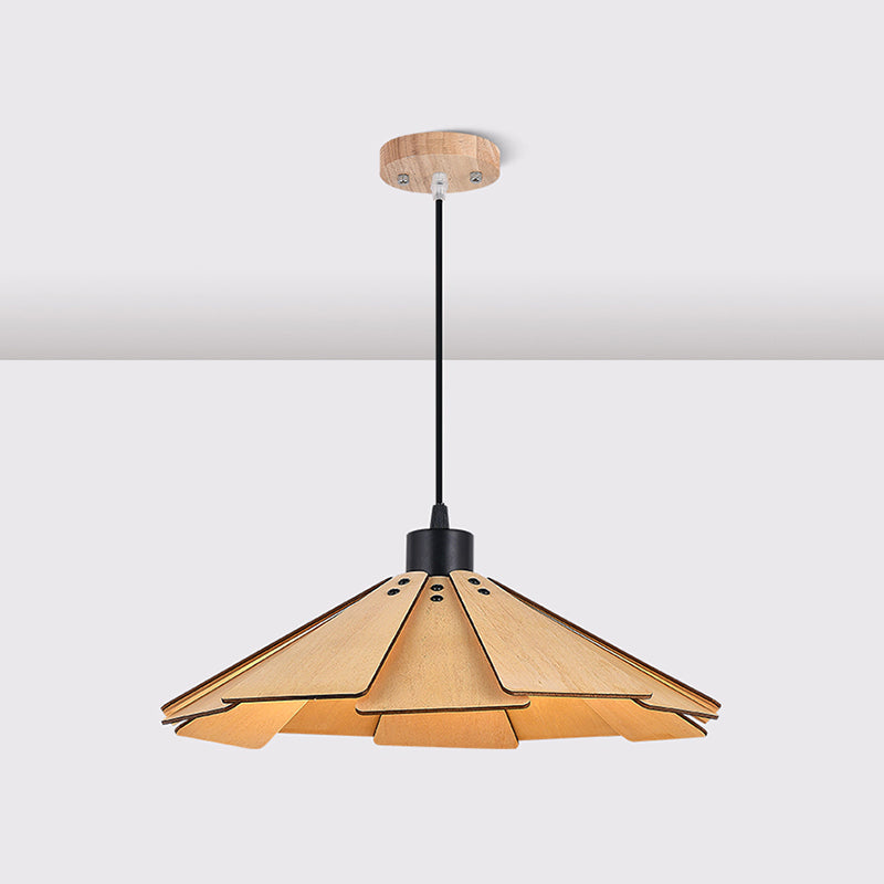 Côté à cône en bois Éclairage pendentif style moderne 1 lumière suspendue pour le salon