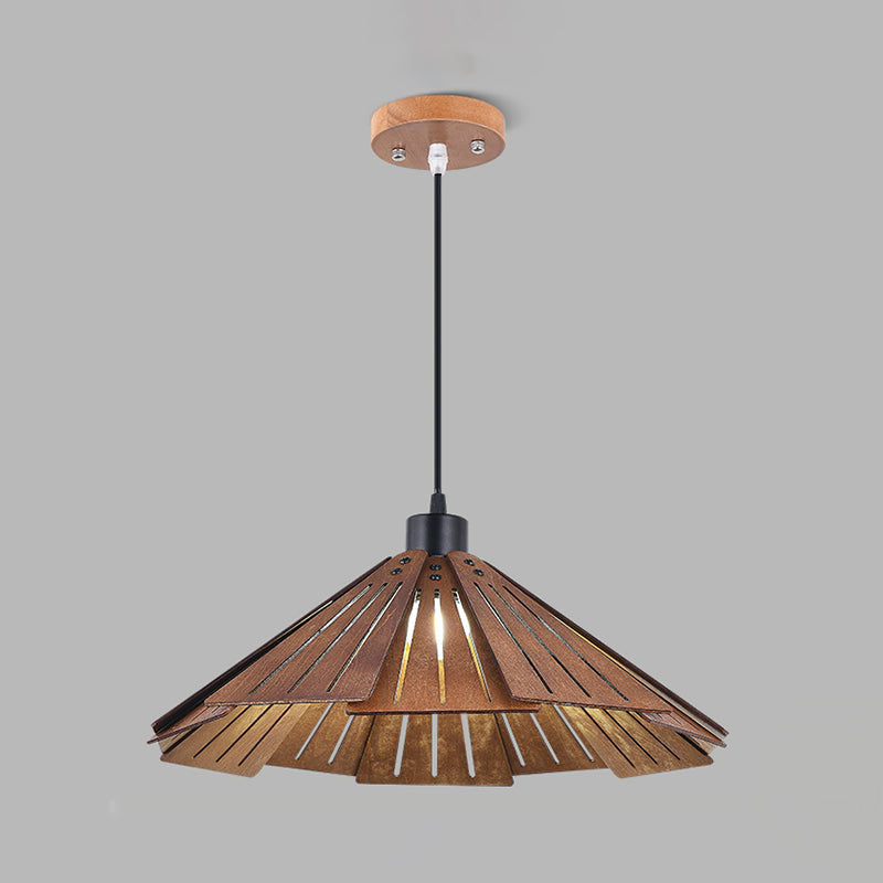 Côté à cône en bois Éclairage pendentif style moderne 1 lumière suspendue pour le salon