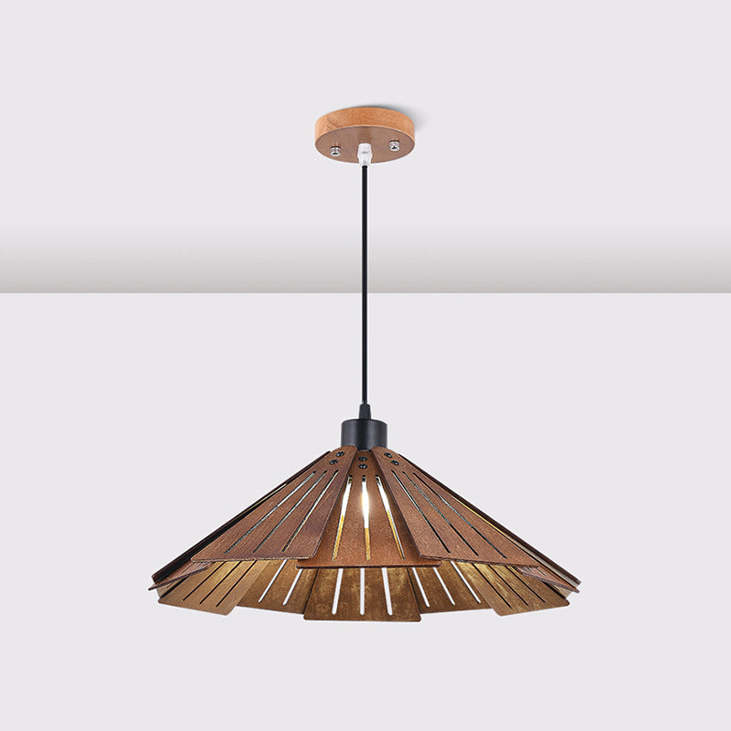 Côté à cône en bois Éclairage pendentif style moderne 1 lumière suspendue pour le salon