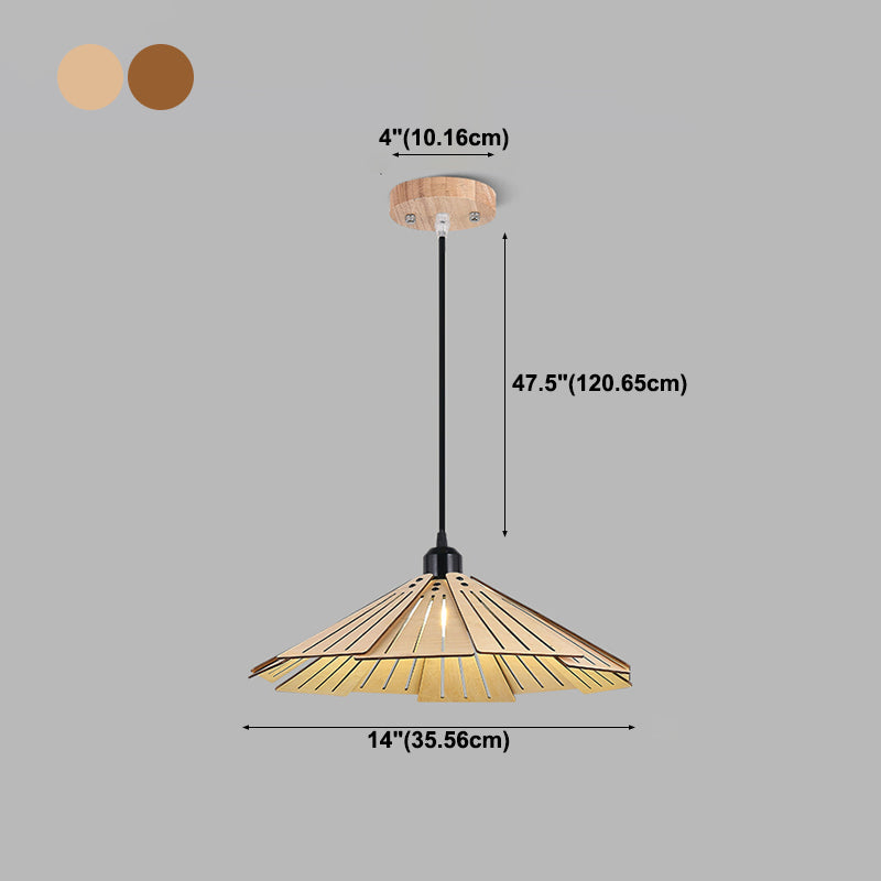 Côté à cône en bois Éclairage pendentif style moderne 1 lumière suspendue pour le salon