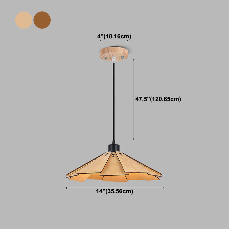 Côté à cône en bois Éclairage pendentif style moderne 1 lumière suspendue pour le salon