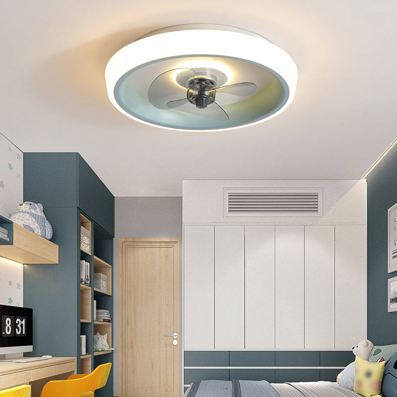 Circle Metal Ceiling Fan Lamp Nordic LED Ceiling Mounted Lighting