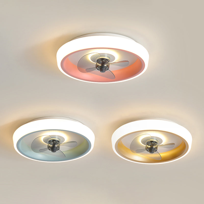 Circle Metal Ceiling Fan Lamp Nordic LED Ceiling Mounted Lighting