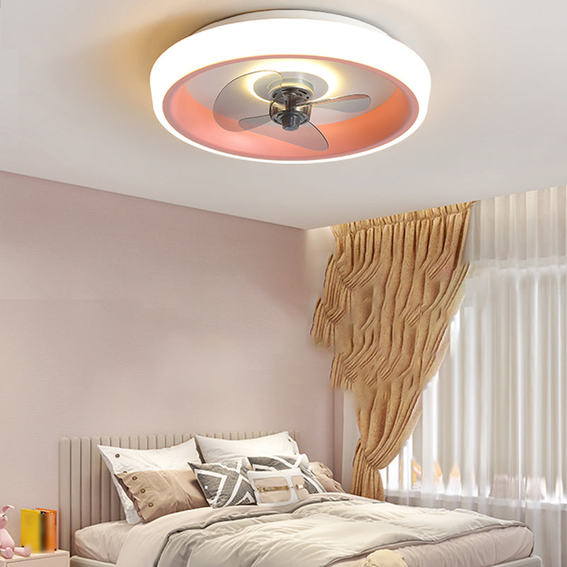 Circle Metal Ceiling Fan Lamp Nordic LED Ceiling Mounted Lighting