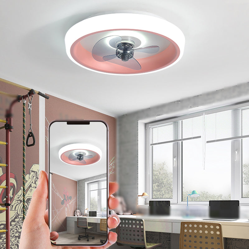 Circle Metal Ceiling Fan Lamp Nordic LED Ceiling Mounted Lighting