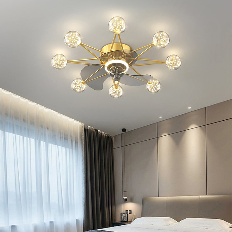 Kids Style Spherical Ceiling Fan Lights Metal LED Flush Lights for Bedroom