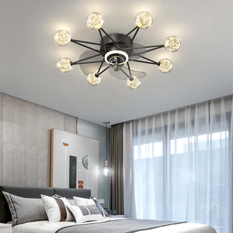 Kids Style Spherical Ceiling Fan Lights Metal LED Flush Lights for Bedroom