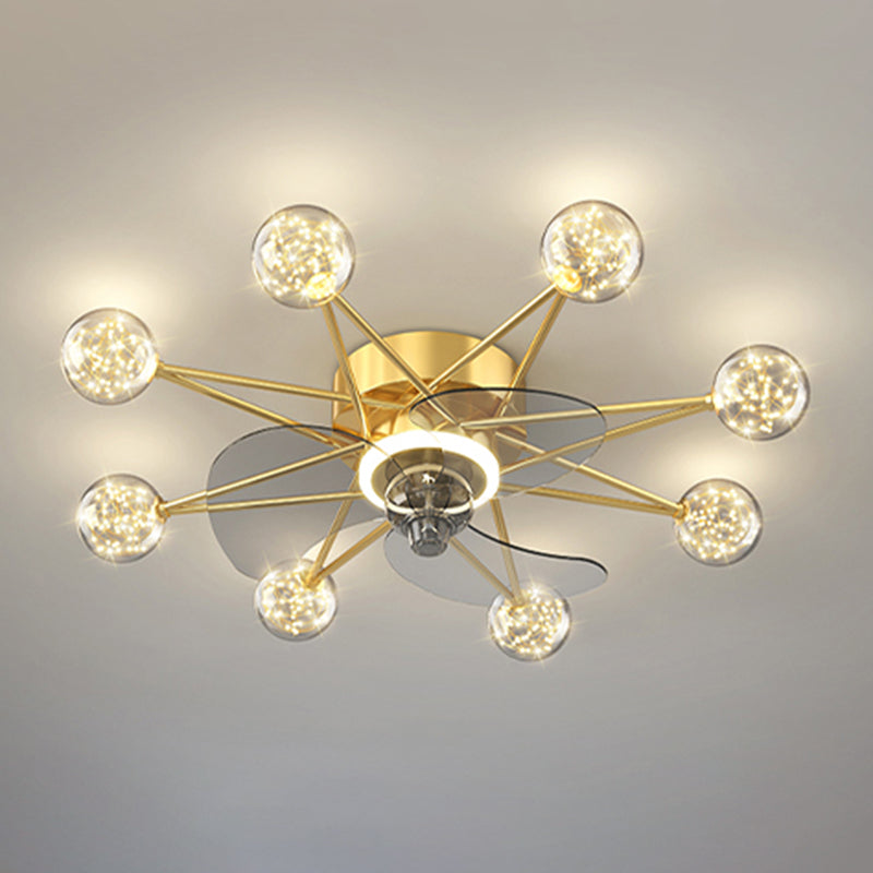 Kids Style Spherical Ceiling Fan Lights Metal LED Flush Lights for Bedroom