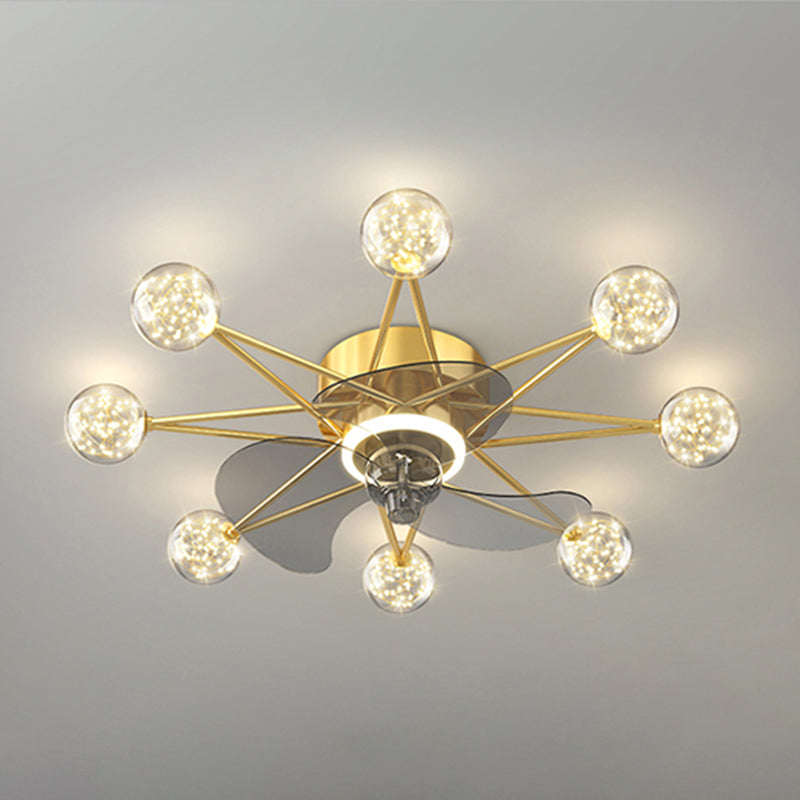 Kids Style Spherical Ceiling Fan Lights Metal LED Flush Lights for Bedroom