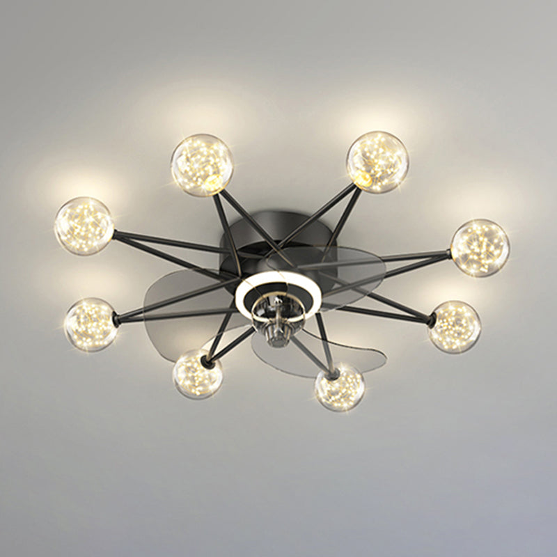 Kids Style Spherical Ceiling Fan Lights Metal LED Flush Lights for Bedroom