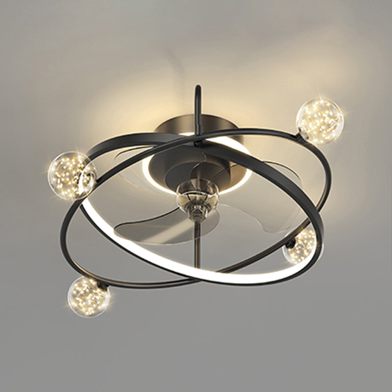 Kids Style Spherical Ceiling Fan Lights Metal LED Flush Lights for Bedroom