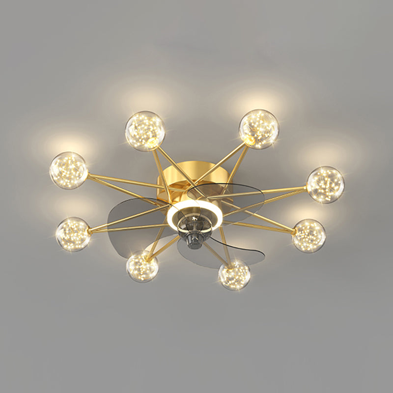 Kids Style Spherical Ceiling Fan Lights Metal LED Flush Lights for Bedroom