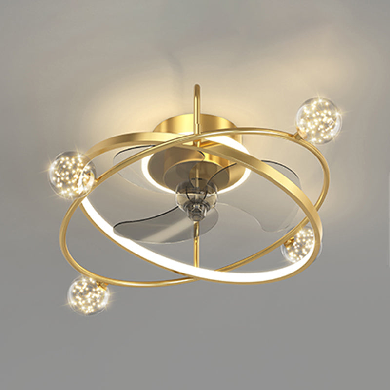 Kids Style Spherical Ceiling Fan Lights Metal LED Flush Lights for Bedroom