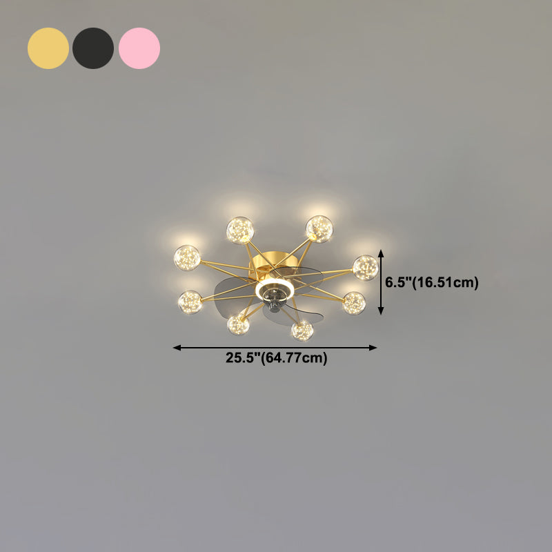 Kids Style Spherical Ceiling Fan Lights Metal LED Flush Lights for Bedroom