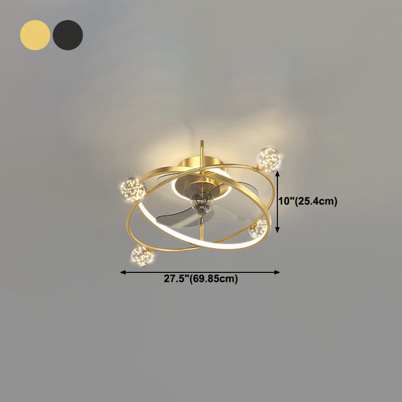 Kids Style Spherical Ceiling Fan Lights Metal LED Flush Lights for Bedroom