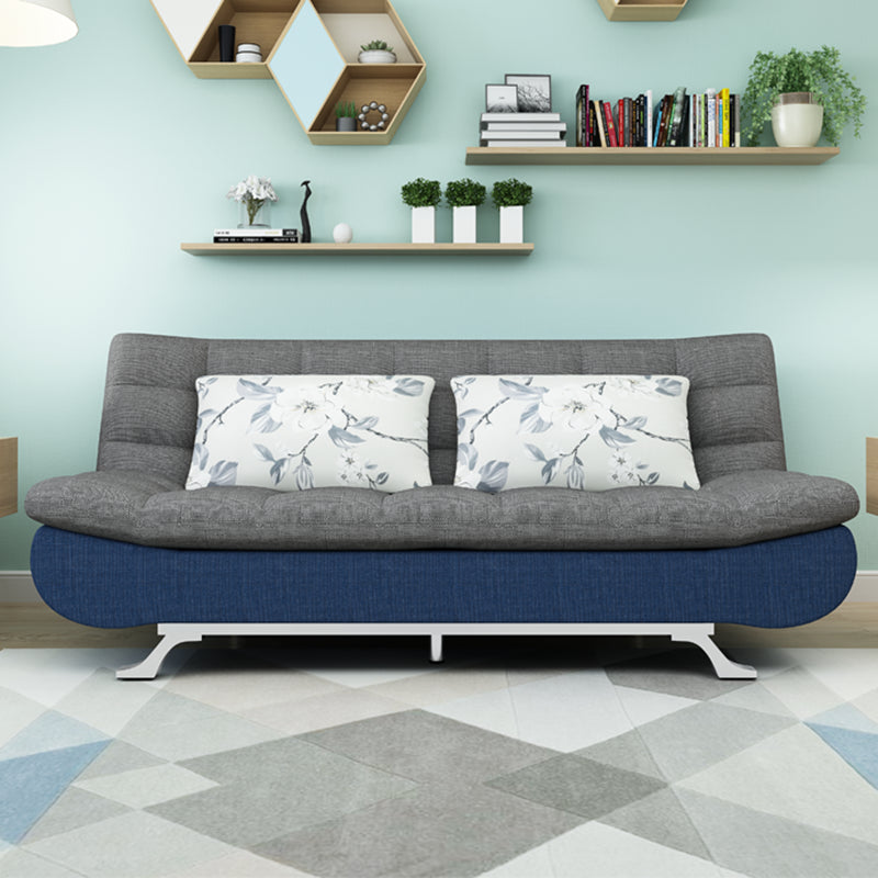 74.80" W √ó 33.46" D √ó 35.43" H Linen Biscuit Back Armless Sofa with Storage