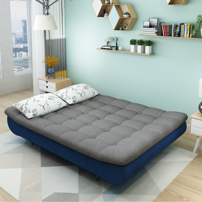 74.80" W √ó 33.46" D √ó 35.43" H Linen Biscuit Back Armless Sofa with Storage