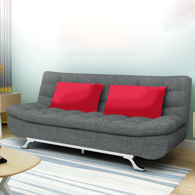 74.80" W √ó 33.46" D √ó 35.43" H Linen Biscuit Back Armless Sofa with Storage
