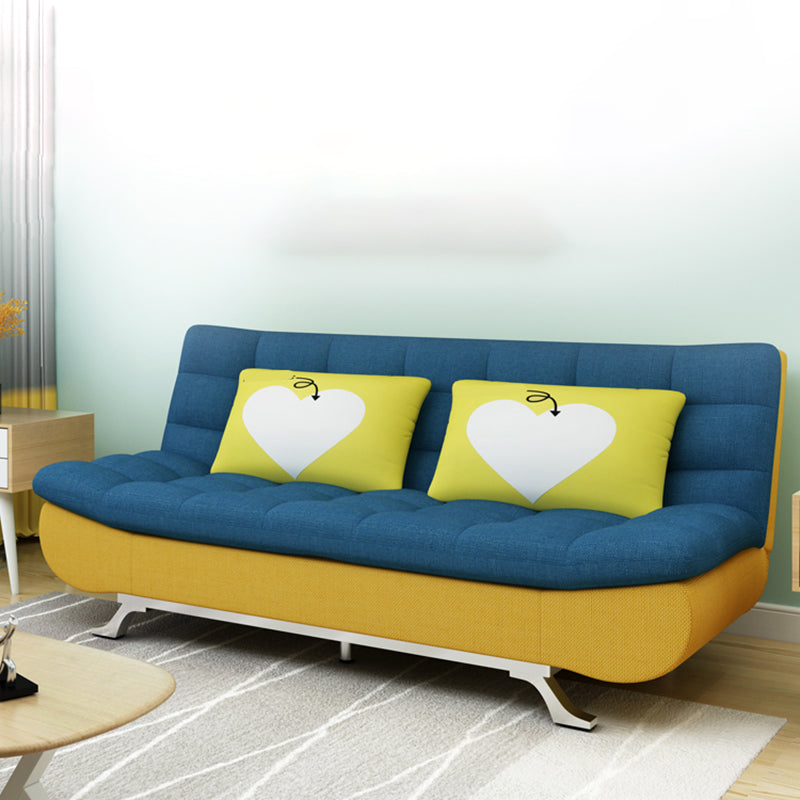 74.80" W √ó 33.46" D √ó 35.43" H Linen Biscuit Back Armless Sofa with Storage