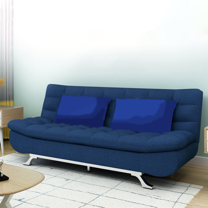 74.80" W √ó 33.46" D √ó 35.43" H Linen Biscuit Back Armless Sofa with Storage