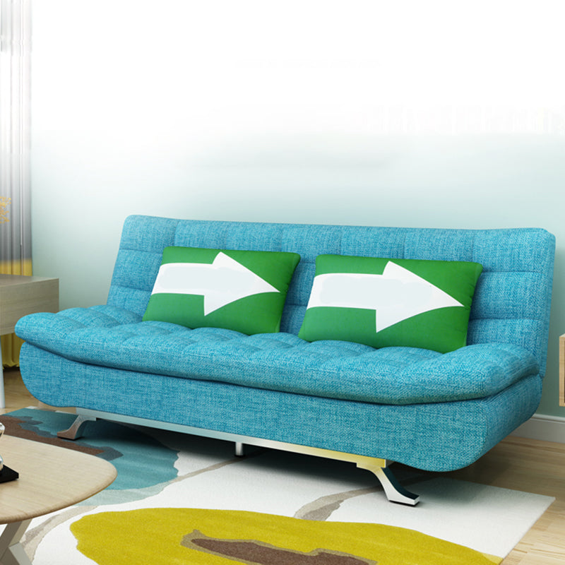 74.80" W √ó 33.46" D √ó 35.43" H Linen Biscuit Back Armless Sofa with Storage