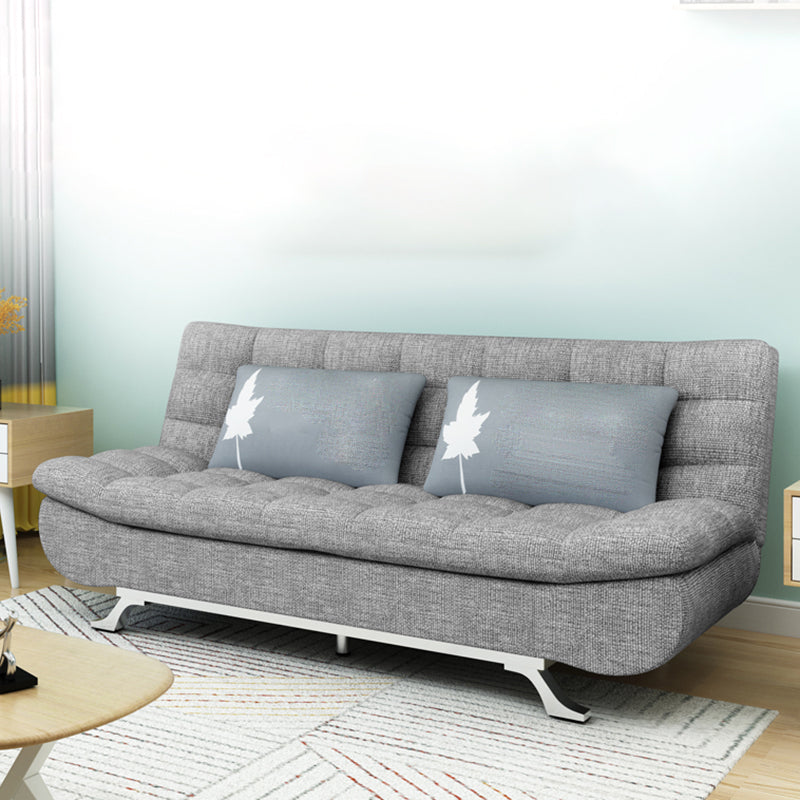 74.80" W √ó 33.46" D √ó 35.43" H Linen Biscuit Back Armless Sofa with Storage