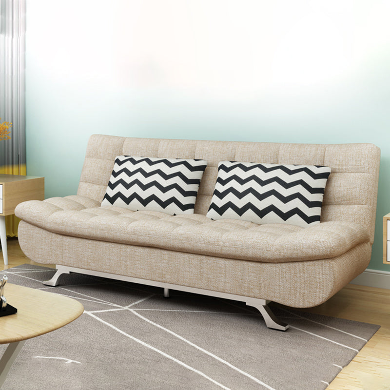 74.80" W √ó 33.46" D √ó 35.43" H Linen Biscuit Back Armless Sofa with Storage