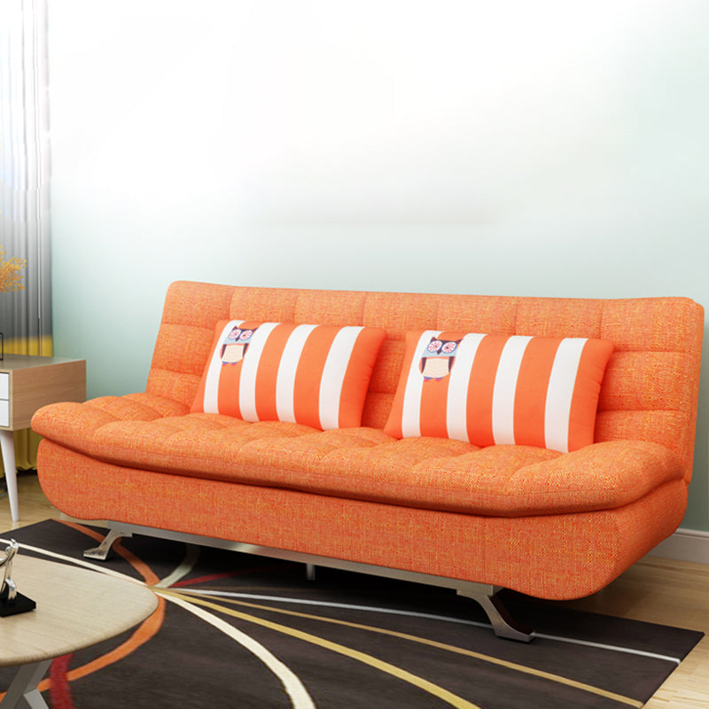 74.80" W √ó 33.46" D √ó 35.43" H Linen Biscuit Back Armless Sofa with Storage