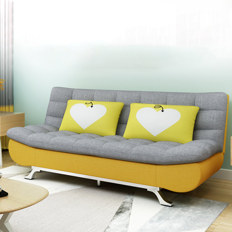 74.80" W √ó 33.46" D √ó 35.43" H Linen Biscuit Back Armless Sofa with Storage