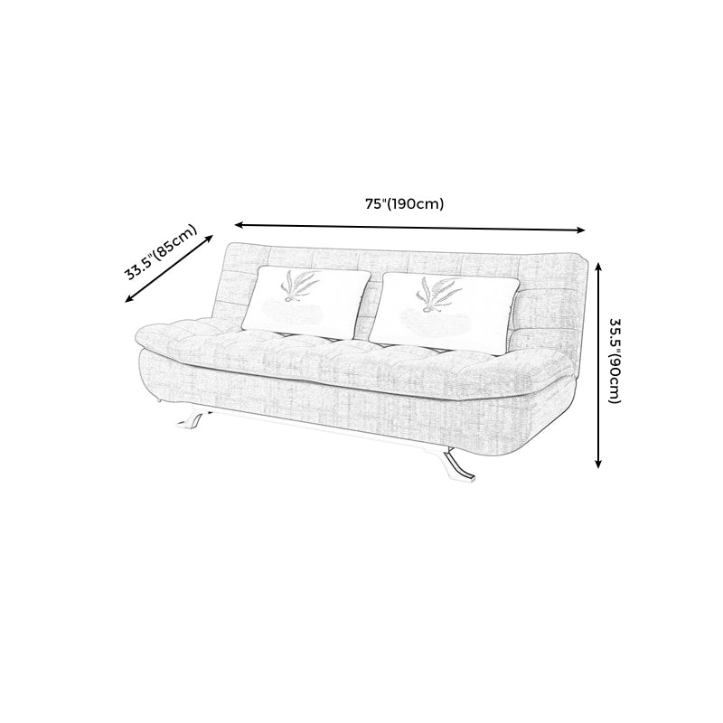 74.80" W √ó 33.46" D √ó 35.43" H Linen Biscuit Back Armless Sofa with Storage