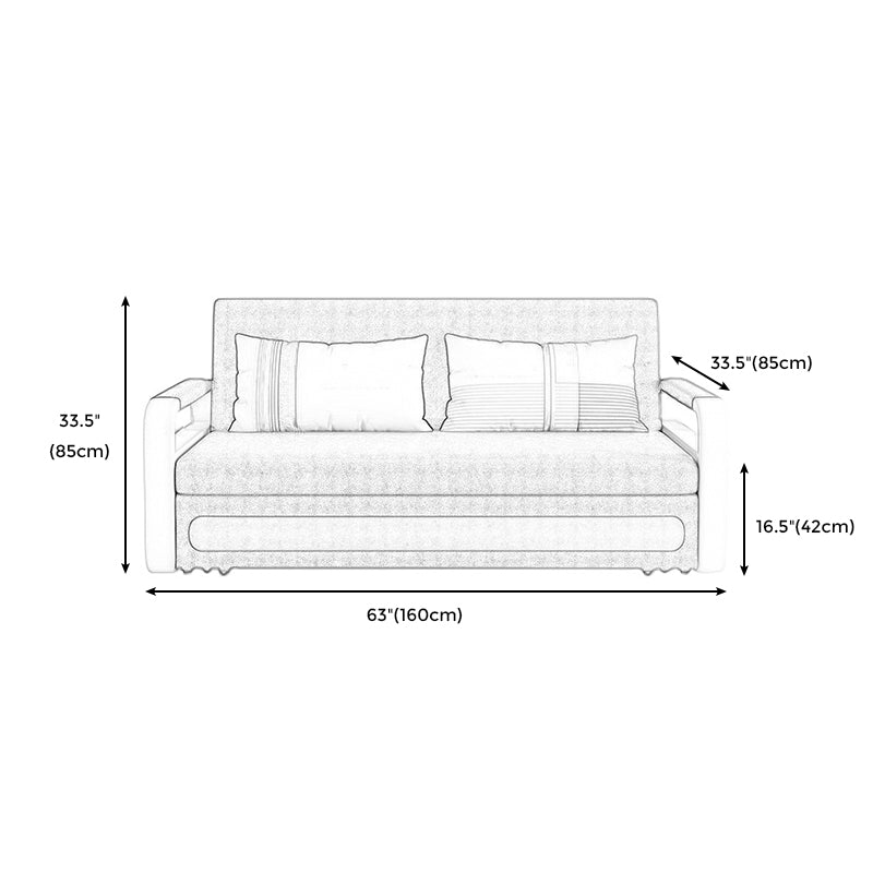 Tight Back Convertible Fabric Sofa Bed High Wear Resistance Square Arm Sofa Bed