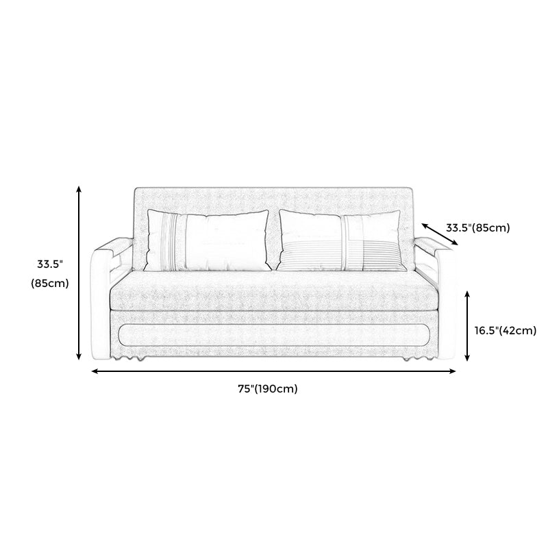 Tight Back Convertible Fabric Sofa Bed High Wear Resistance Square Arm Sofa Bed