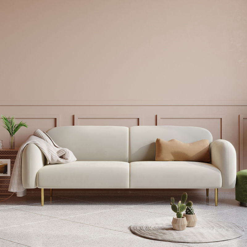 White/grey/green/pink Sofa with Pillow Back Latex/sponge Padded Fabric