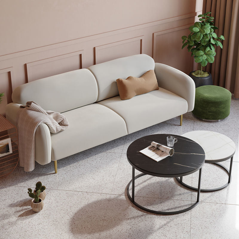White/grey/green/pink Sofa with Pillow Back Latex/sponge Padded Fabric