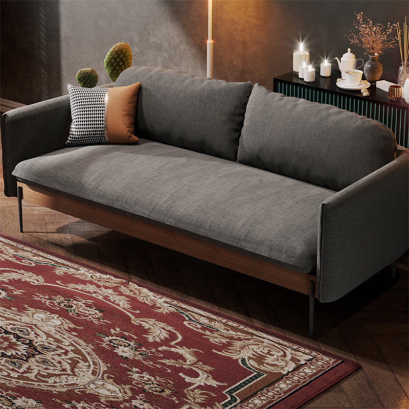 Cushions Square Arm Sofa Scandinavian 31.5" D x 31.5" H Linen Wooden Sofa