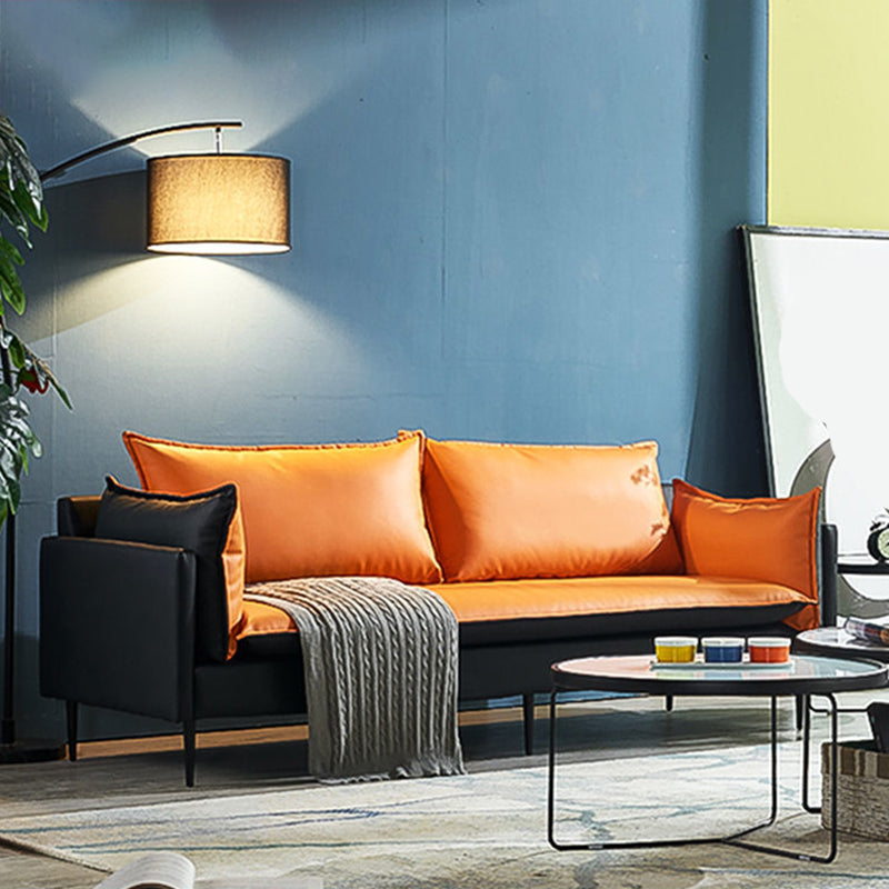 Moderner Stil quadratischer Armlehre Schwamm Kissen Kissen tragen resistente Napa -Ledersofa