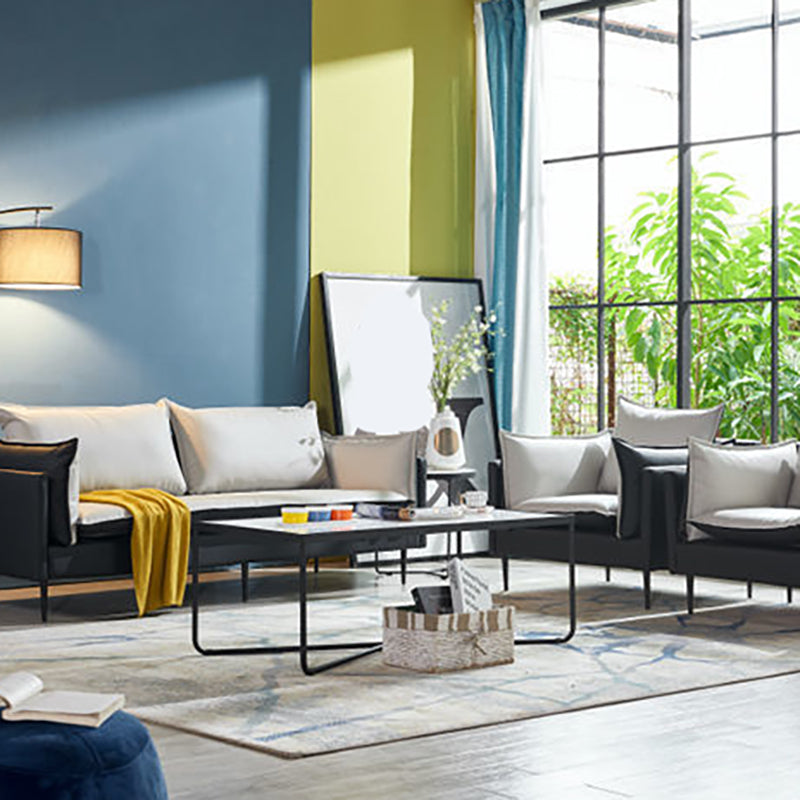 Moderner Stil quadratischer Armlehre Schwamm Kissen Kissen tragen resistente Napa -Ledersofa