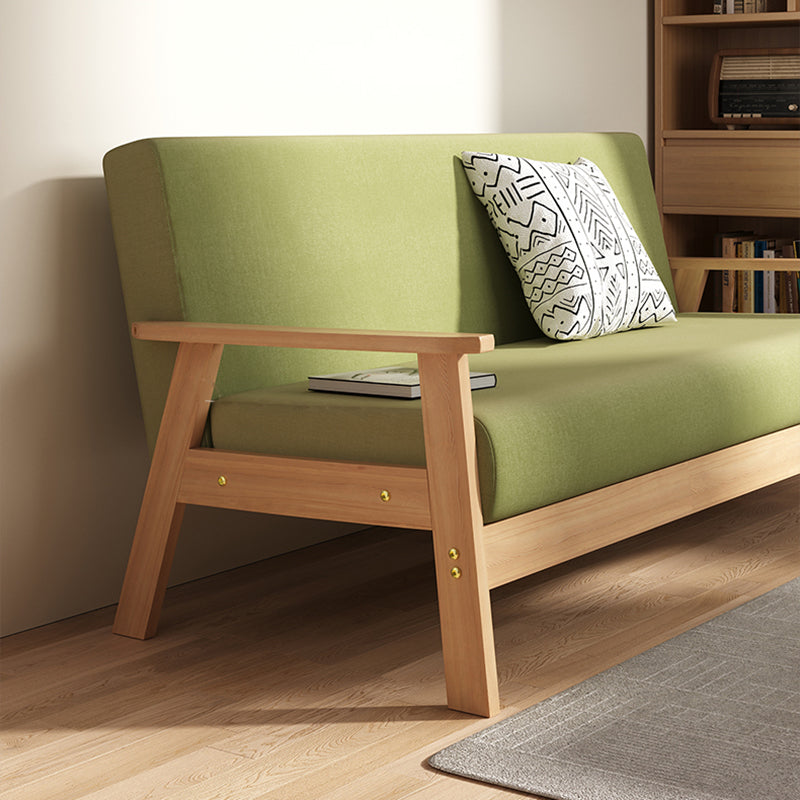 Fabric Square Arm Slipcovered 2/3 Seat Sofa with Wooden Based Solid Color Sofa