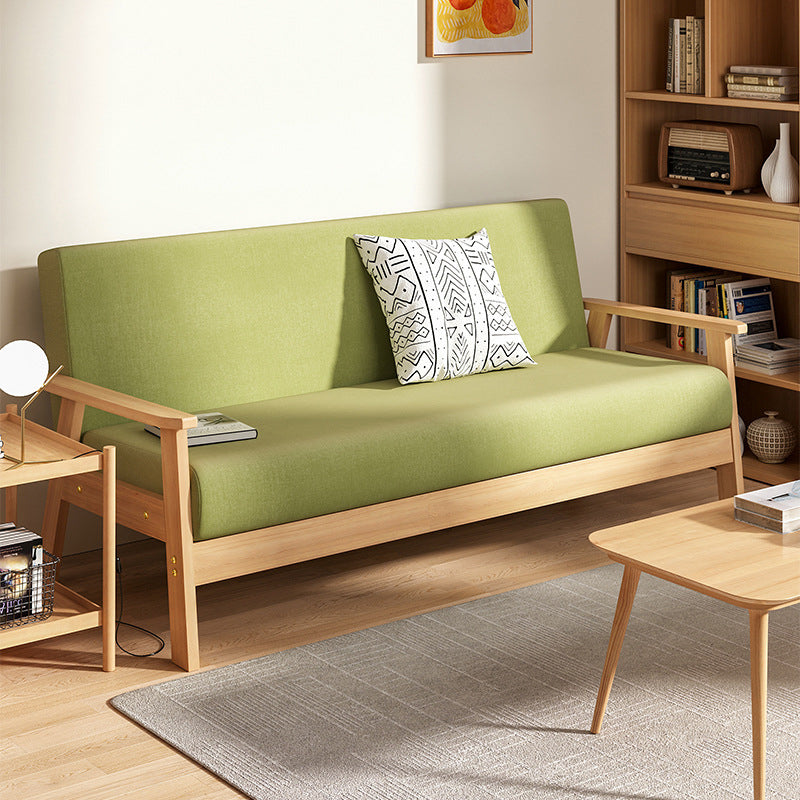 Fabric Square Arm Slipcovered 2/3 Seat Sofa with Wooden Based Solid Color Sofa