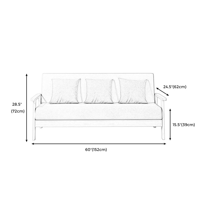 Fabric Square Arm Slipcovered 2/3 Seat Sofa with Wooden Based Solid Color Sofa