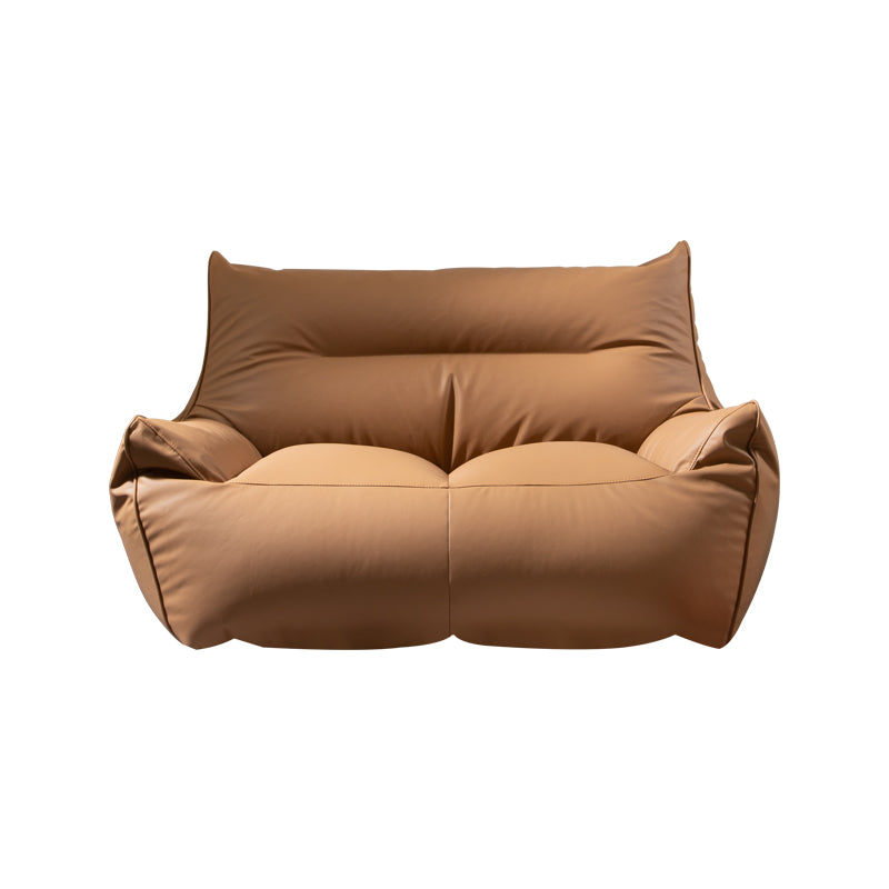 Modern Faux Leather Pillow Top Arm Sofa Sewn Pillow Back Sofa for Apartment