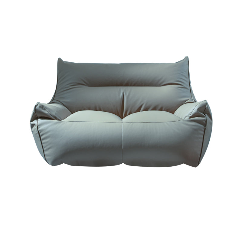 Modern Faux Leather Pillow Top Arm Sofa Sewn Pillow Back Sofa for Apartment