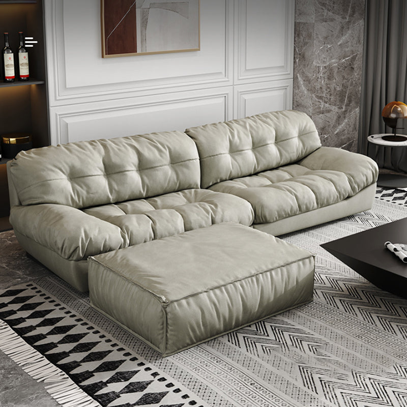 Modern Style Sofa with Pillow Back Sponge Cushion Frosted Velvet & Imitation Leather