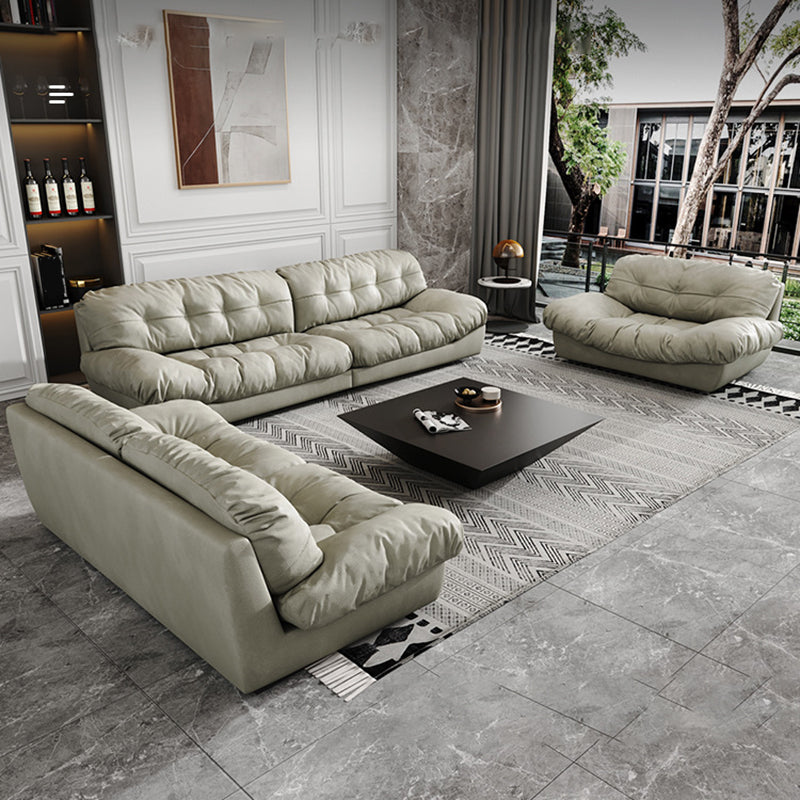 Modern Style Sofa with Pillow Back Sponge Cushion Frosted Velvet & Imitation Leather