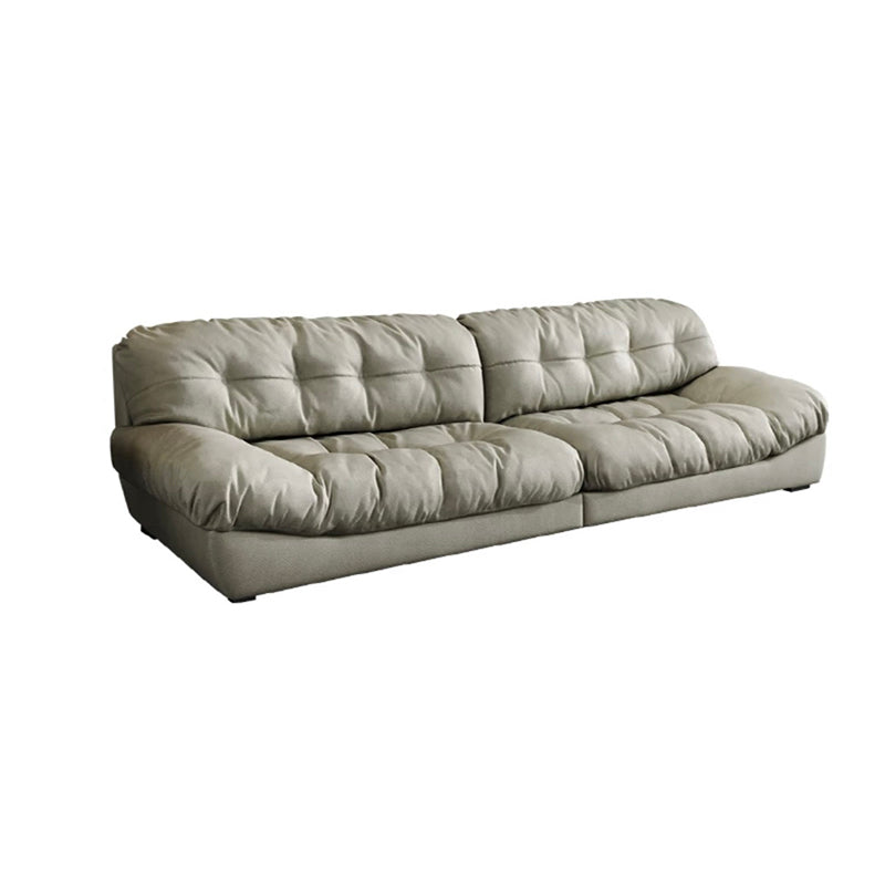 Modern Style Sofa with Pillow Back Sponge Cushion Frosted Velvet & Imitation Leather