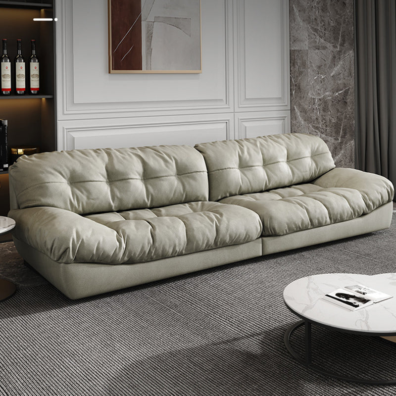 Modern Style Sofa with Pillow Back Sponge Cushion Frosted Velvet & Imitation Leather