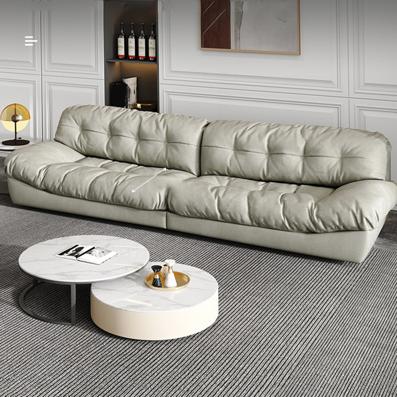 Modern Style Sofa with Pillow Back Sponge Cushion Frosted Velvet & Imitation Leather