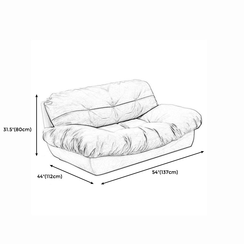 Modern Style Sofa with Pillow Back Sponge Cushion Frosted Velvet & Imitation Leather